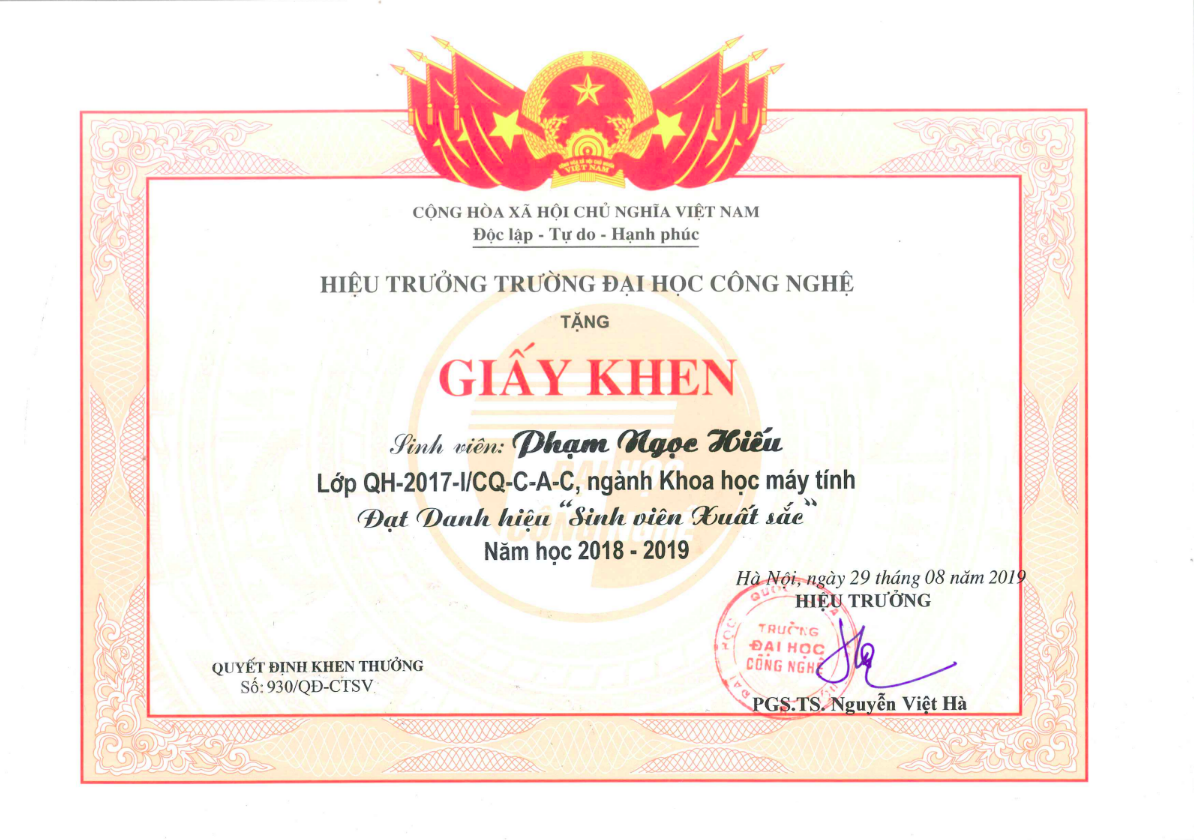 Excellent student title